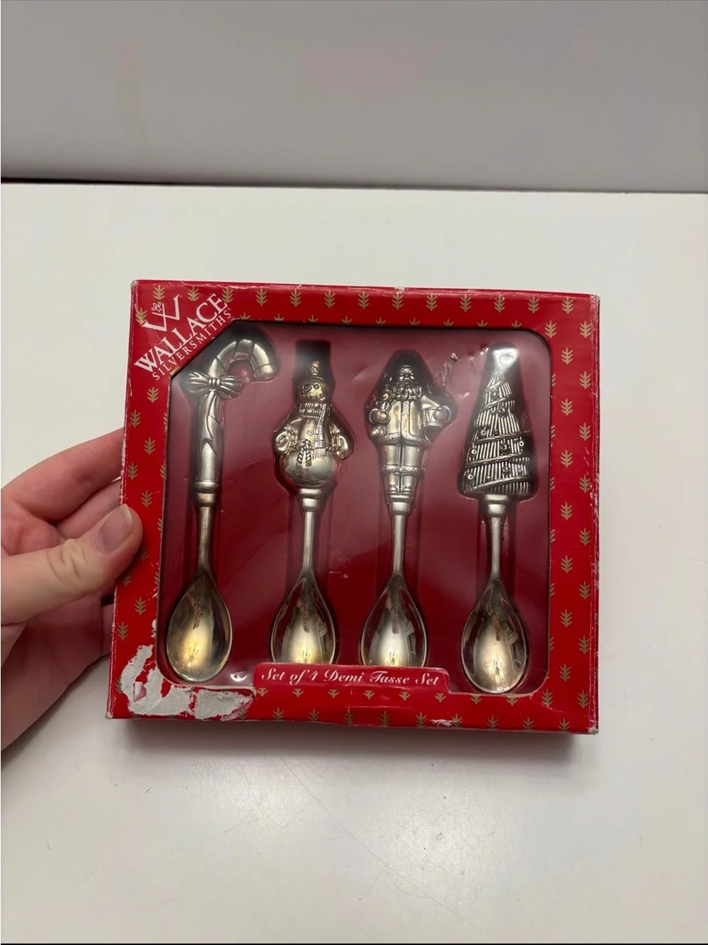 vintage Wallace Silversmiths Christmas Demitasse Spoon Set